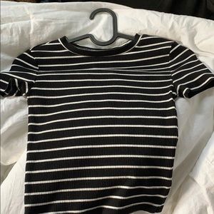 Black & white striped ribbed top